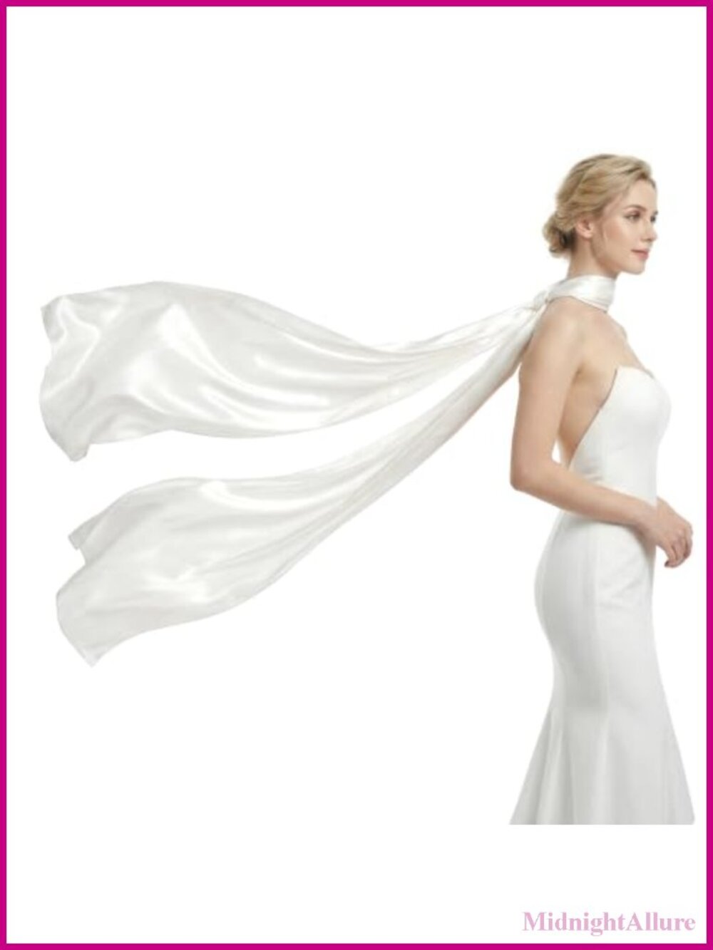 Satin Bridal Neck Scarf Long Wedding Wrap Evening Ceremony Accessory
